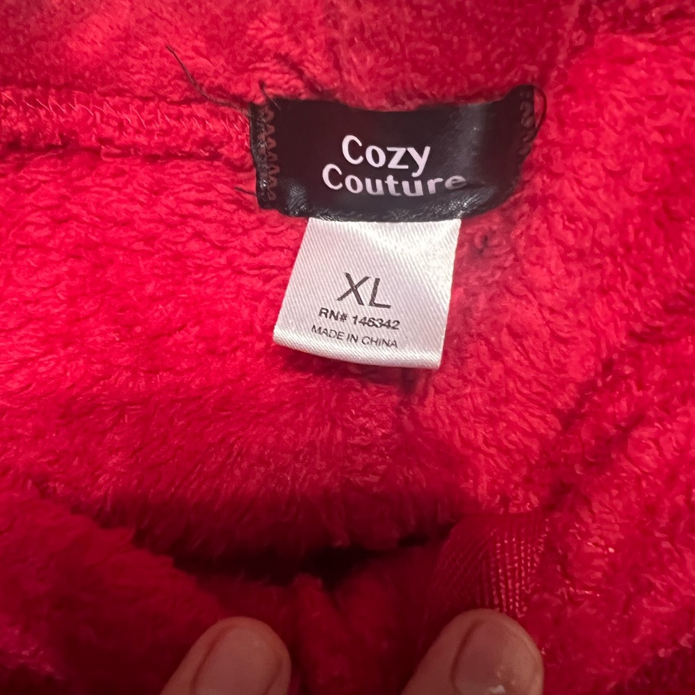 Cozy coture fuzzy pijama pants, XL, red